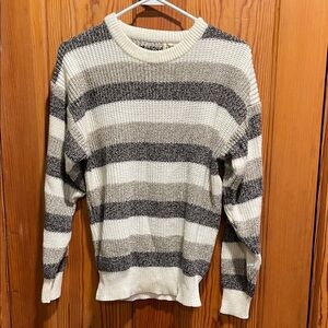 Cozy Striped Gray and Cream Women's Sweater